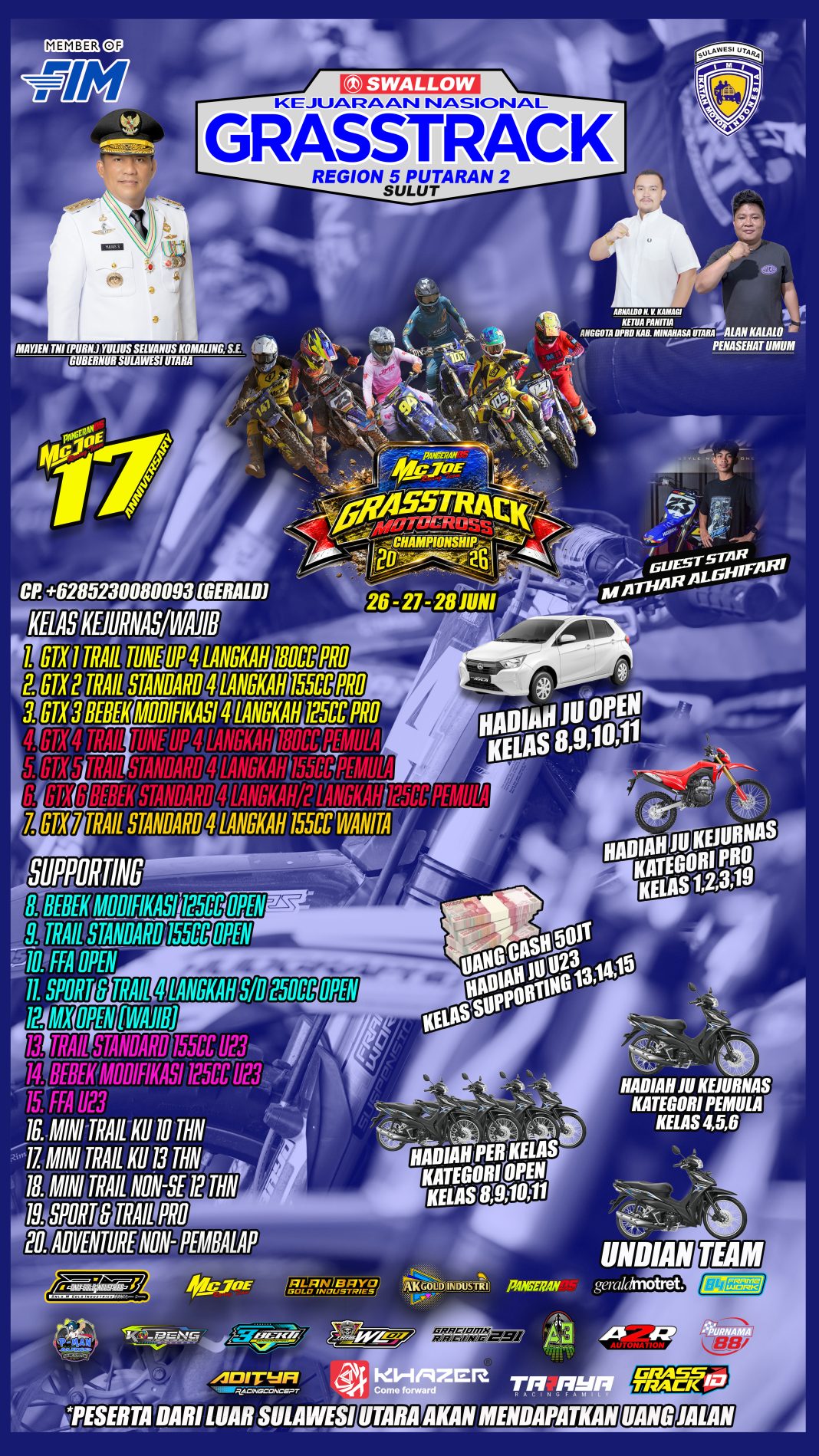 Kejurnas Grasstrack Region V Seri Kedua Akan Digelar di Sirkuit Pangeran 05 McJoe Tatelu, Sulawesi Utara Kejurnas Grasstrack Region V Seri Kedua Akan Digelar di Sirkuit Pangeran 05 McJoe Tatelu, Sulawesi Utara